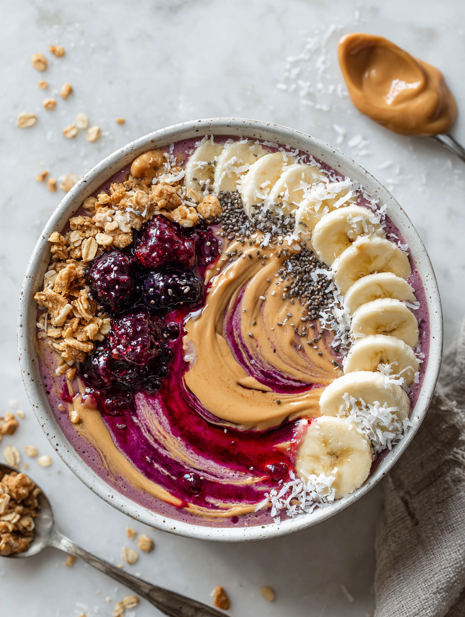 Peanut Butter & Jelly Smoothie Bowl Recipe