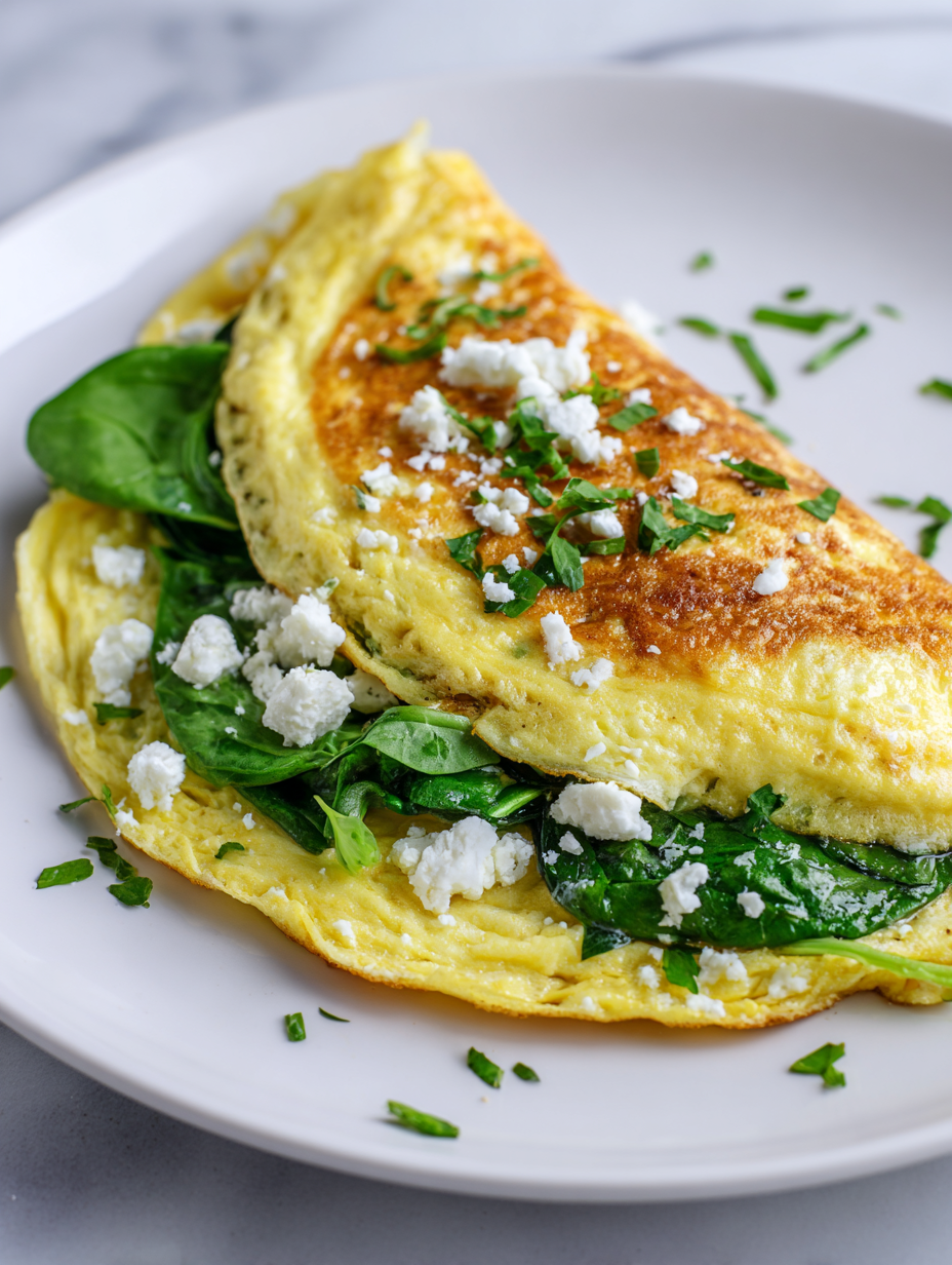 Spinach Feta Omelette Recipe